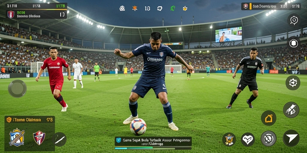 Screenshot gameplay 3178 yang menampilkan aksi sepak bola mendebarkan.