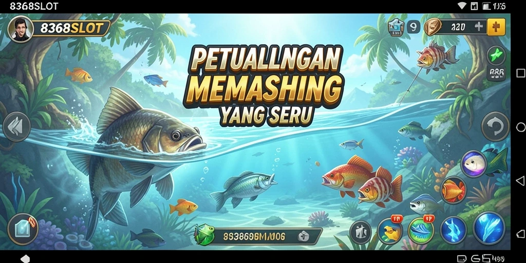 Screenshot gameplay 8368SLOT yang menunjukkan aksi menangkap ikan di laut.