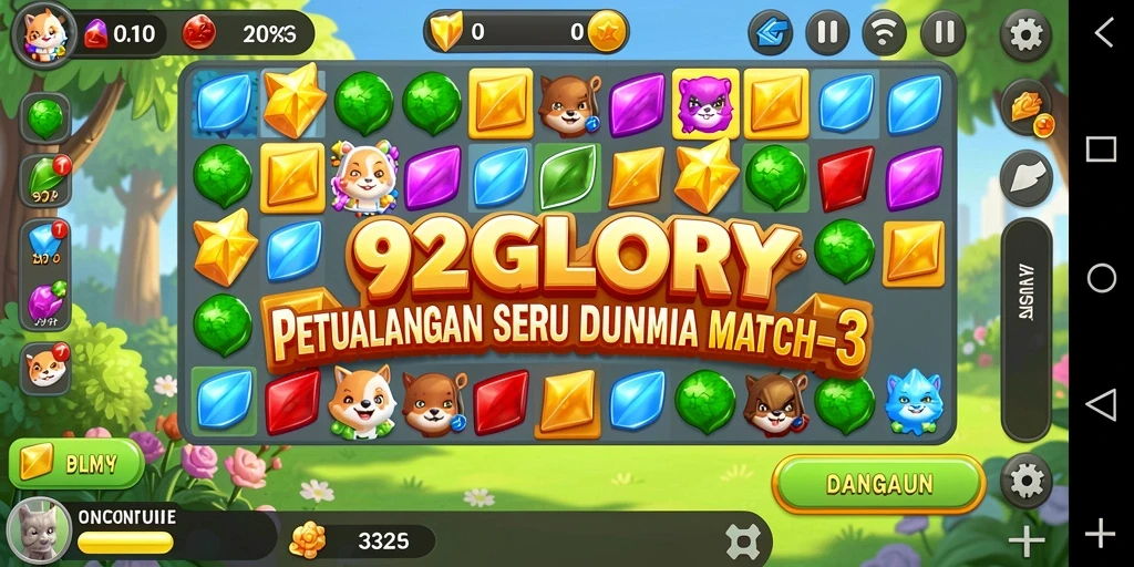 Tampilan gameplay 92GLORY yang penuh warna dan menantang.