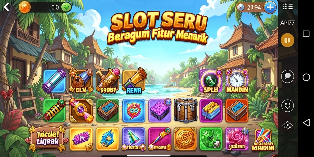 Tampilan menarik gameplay Slot API77 dengan beragam tema.