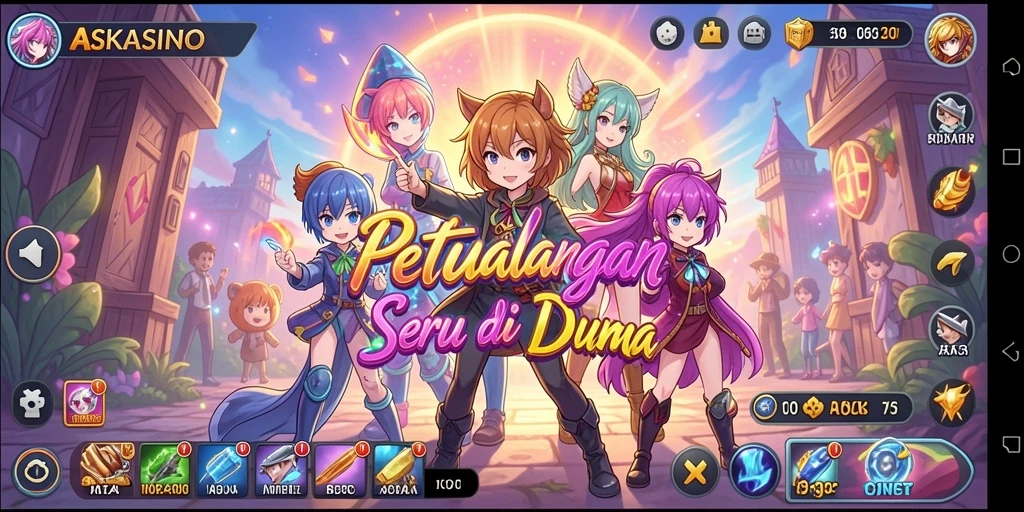 Tampilan gameplay ASKASINO menampilkan karakter Anime yang penuh aksi dan petualangan.