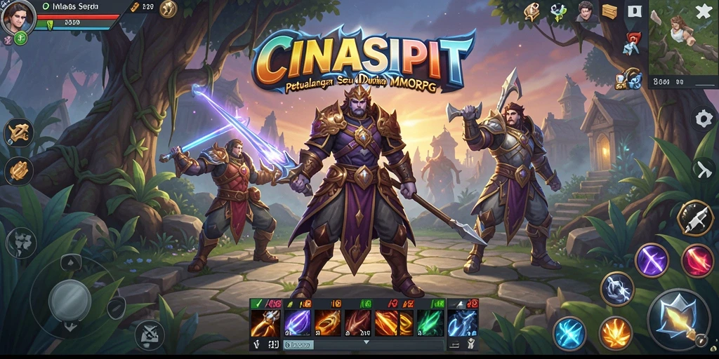 Tangkapan layar utama CINASIPIT menampilkan pertarungan epik dalam gameplay MMORPG.