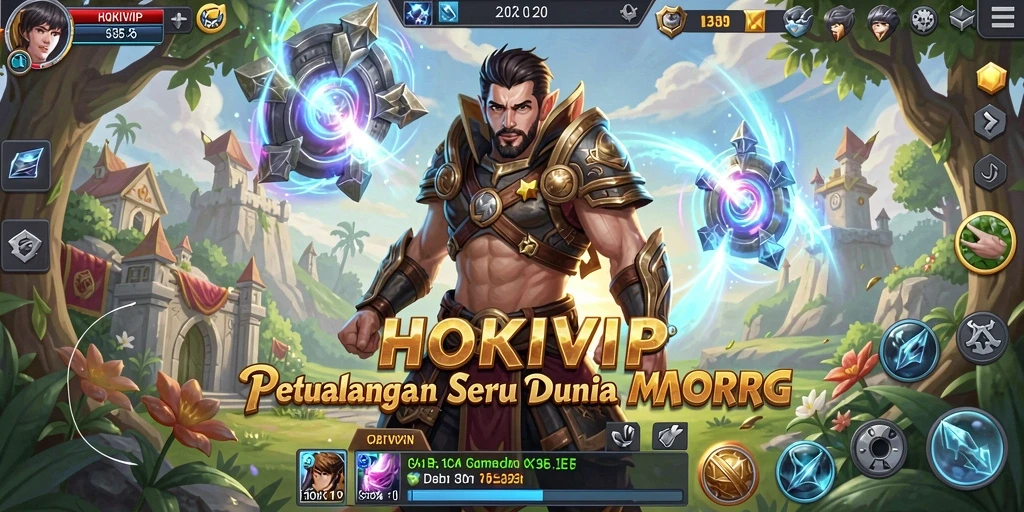 Gameplay HOKIVIP menampilkan pertarungan seru dalam dunia fantasi yang luas.