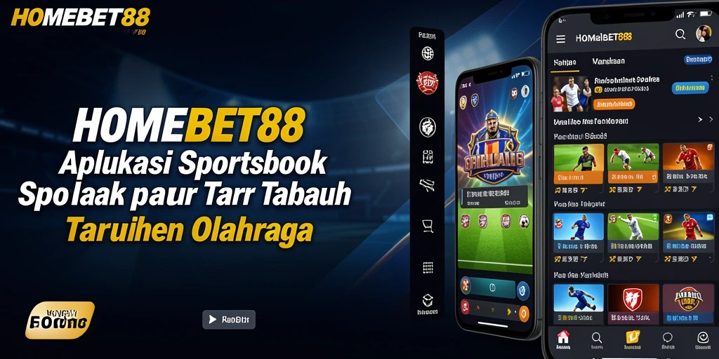Tampilan antarmuka aplikasi HOMEBET88 dengan fitur taruhan olahraga.