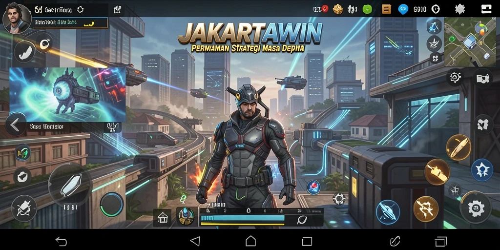 Tampilan gameplay JAKARTAWIN yang menampilkan strategi dan pengelolaan sumber daya.