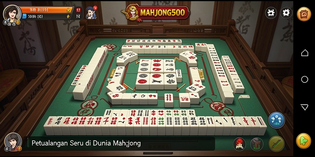 Screenshot gameplay MAHJONG500 menampilkan petualangan Mahjong yang mendebarkan.