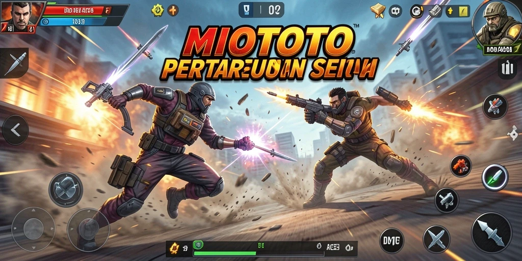 Tampilan gameplay seru di MIOTOTO dengan aksi bertempur yang intens.