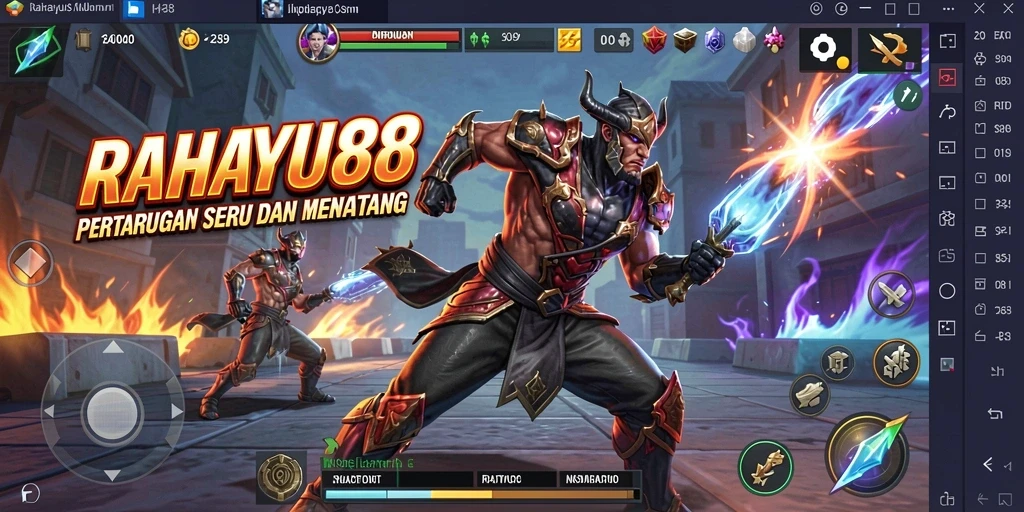 Tampilan gameplay RAHAYU88 dengan aksi pertarungan yang mendebarkan.