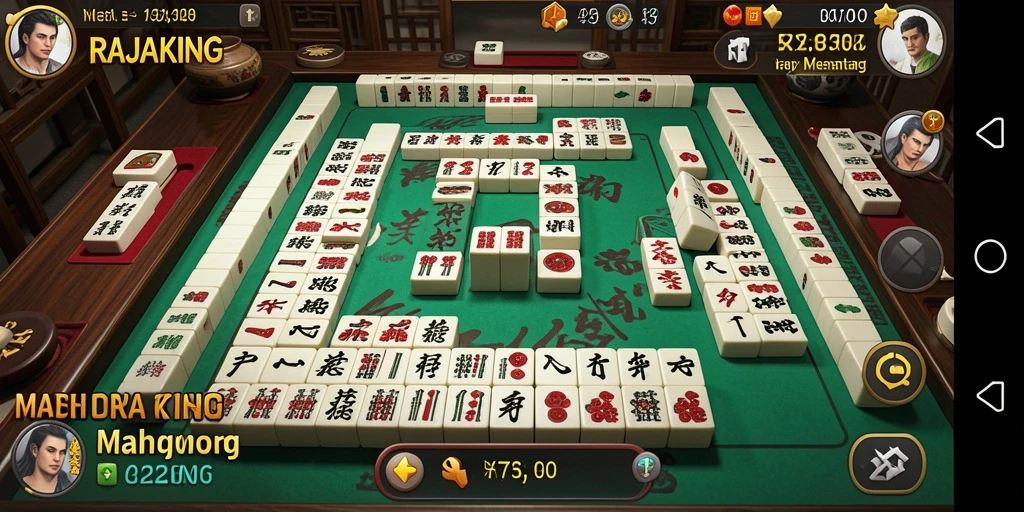 Screenshot gameplay RAJAKING menampilkan keseruan bermain Mahjong.