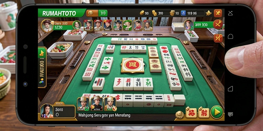 Tampilan gameplay RUMAHTOTO yang menampilkan aksi Mahjong seru.