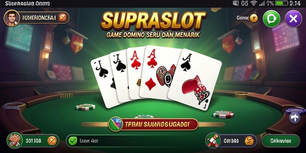 Tampilan seru gameplay SUPRASLOT dengan domino klasik.