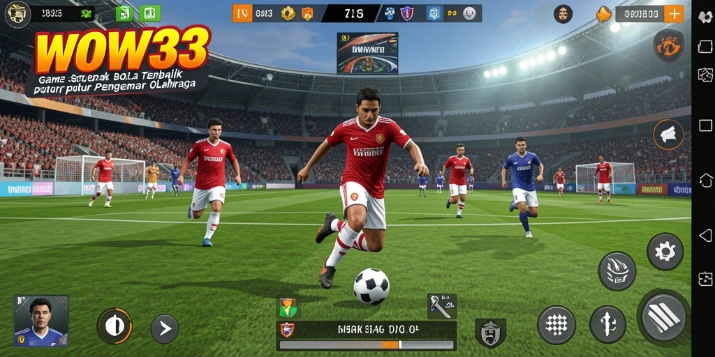 Screenshot WOW33 menampilkan pemain melakukan tendangan bebas yang spektakuler.